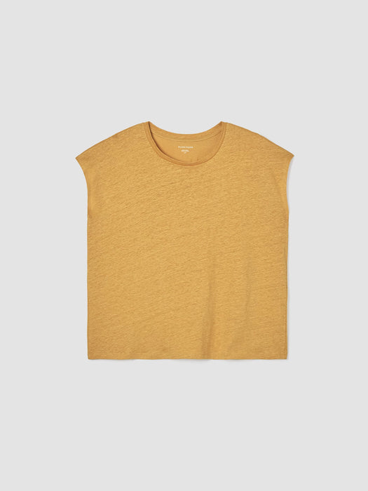 Organic Linen Jersey Shirred-Back Top