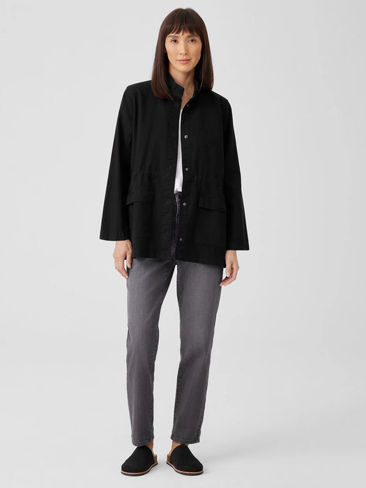 Cotton Hemp Stretch Stand Collar Jacket