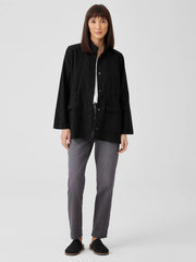 Cotton Hemp Stretch Stand Collar Jacket