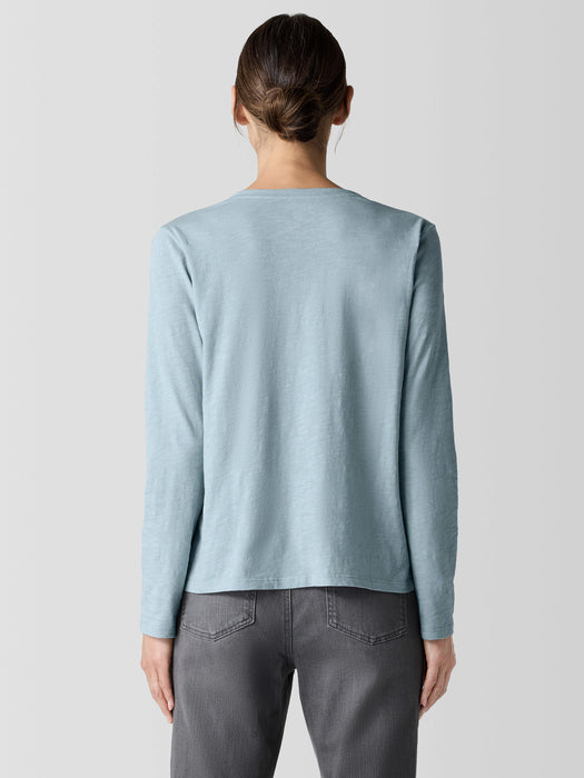 Organic Cotton Slubby Jersey V-Neck Top