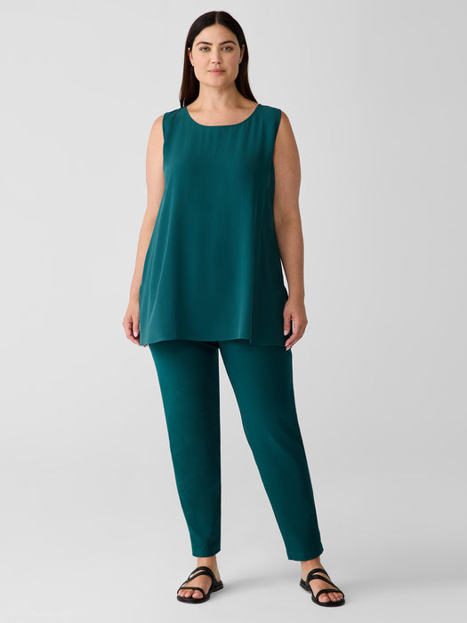 Silk Georgette Crepe&nbsp;Ballet Neck Long Tank