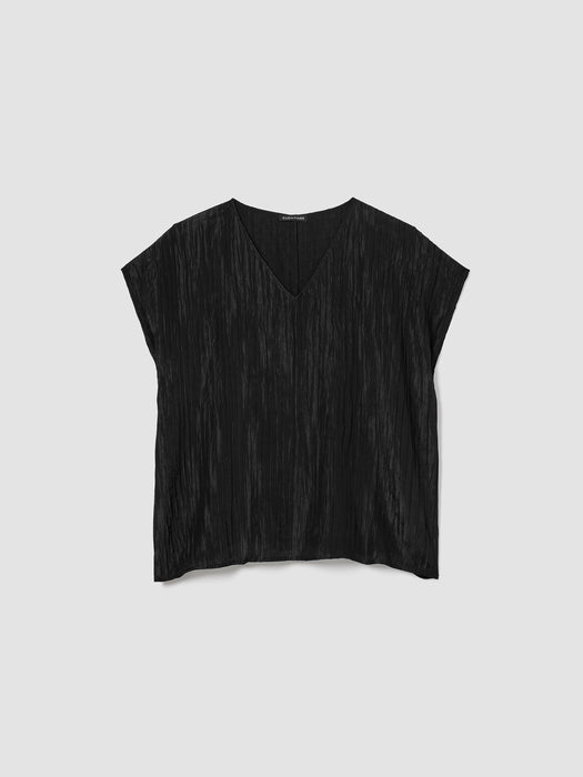 Textured Silk Jacquard V-Neck&nbsp;Top