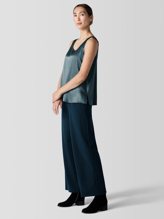 Stretch Silk Charmeuse Scoop Neck Tank