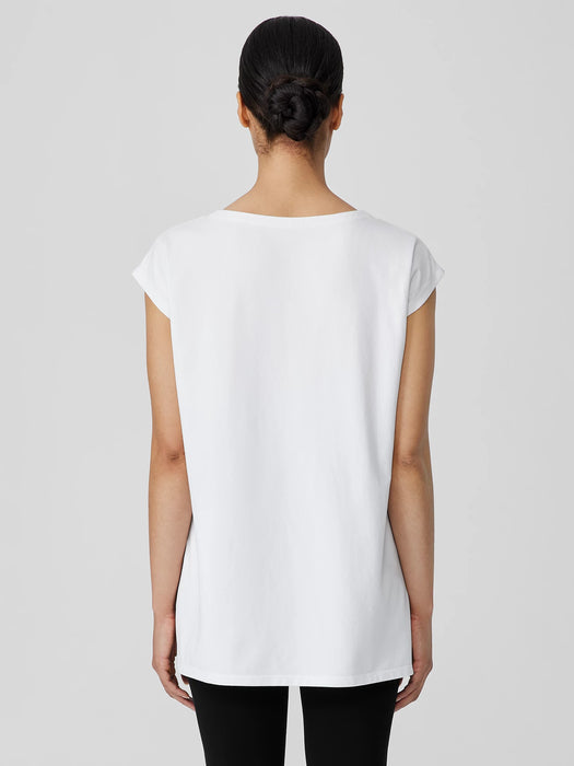 Pima Cotton Stretch Jersey Bateau Neck Long Top