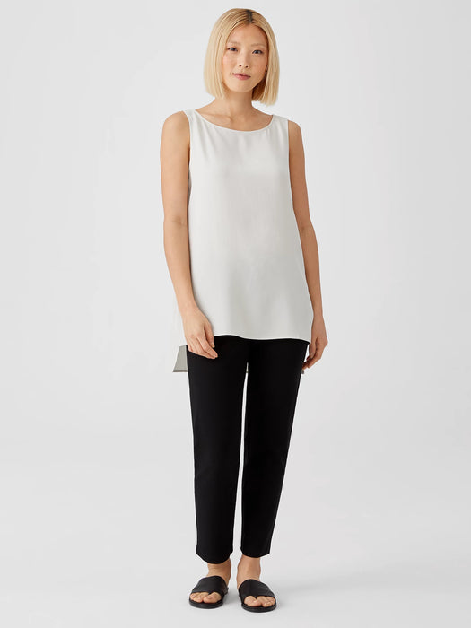 Silk Georgette Crepe Bateau Neck Tank