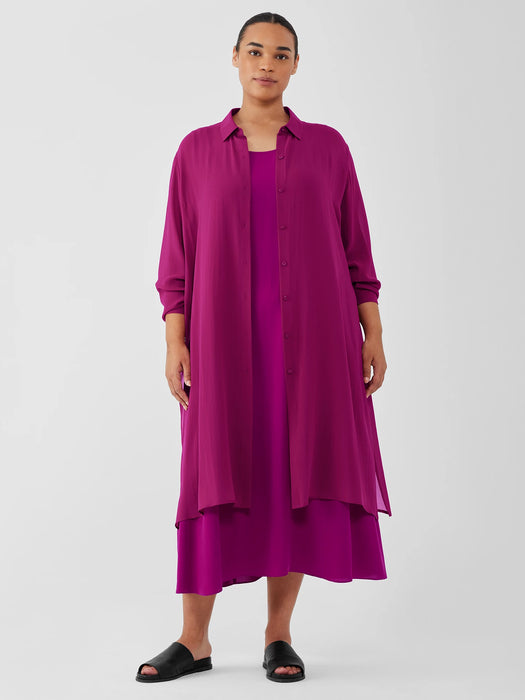 Sheer Silk Georgette Classic Collar Long Shirt