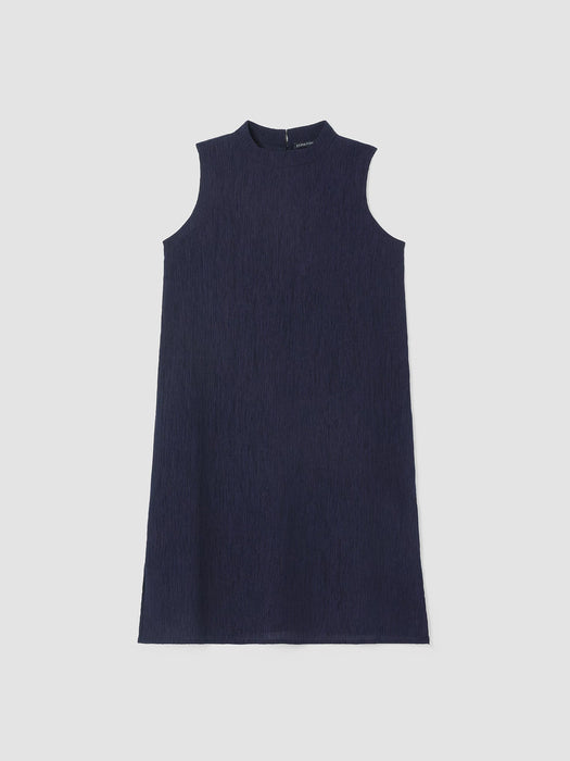 Woven Pliss&eacute; Mock Neck Dress