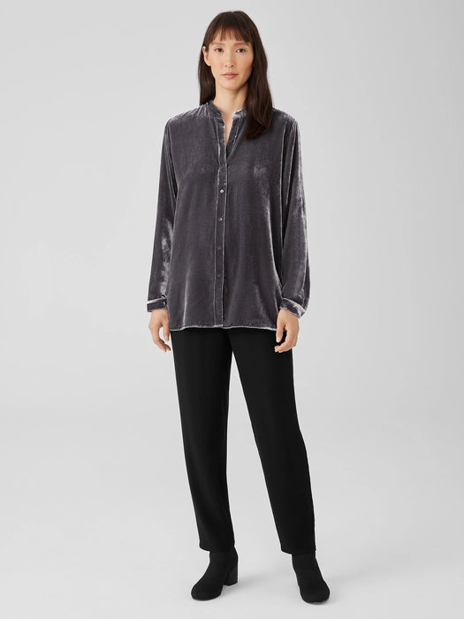 Velvet Band&nbsp;Collar Long Shirt
