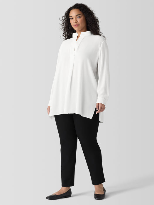 Silk Georgette Crepe Stand Collar Top