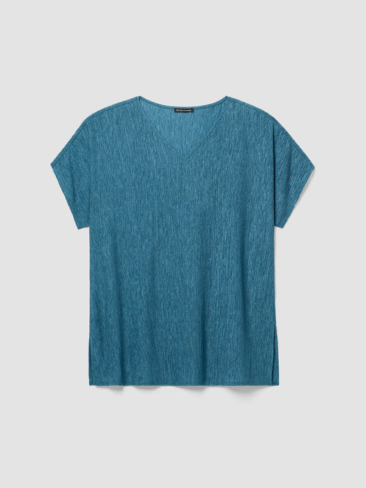 Woven Pliss&eacute; V-Neck Top