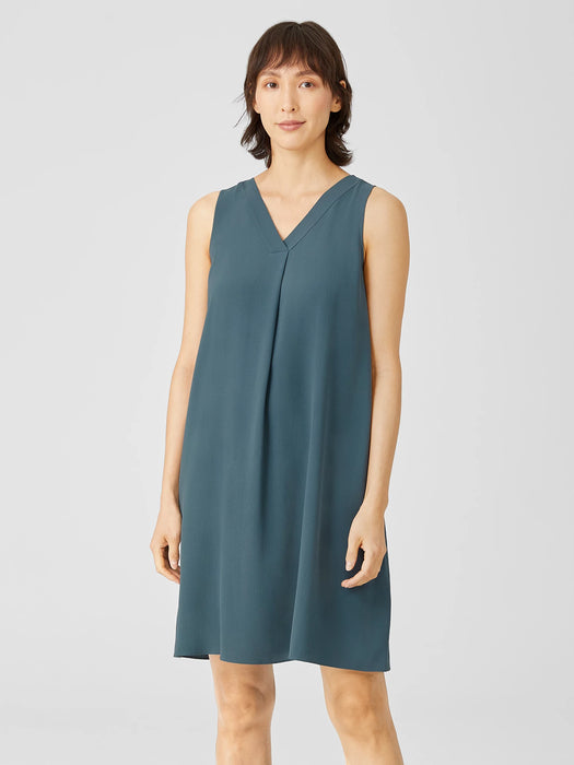 Silk Georgette Crepe Pleated Dress