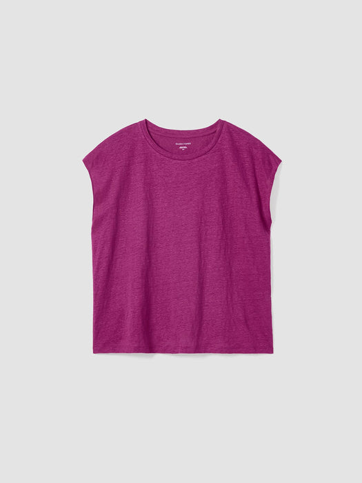 Organic Linen Jersey Shirred-Back Top