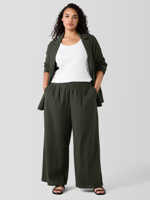 Organic Cotton Ripple&nbsp;Wide-Leg Pant