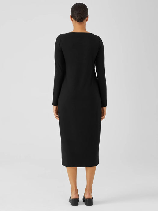Stretch Jersey Knit Jewel Neck Dress