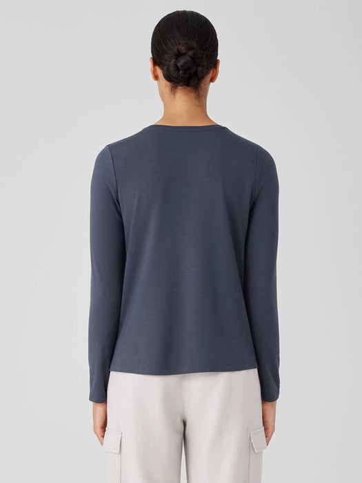 Stretch Jersey Knit Crew Neck Top