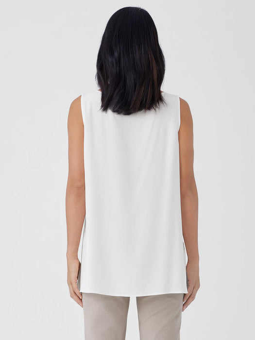 Silk Georgette Crepe&nbsp;Ballet Neck Long Tank