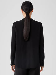 Silk Georgette Crepe V-Neck Shirt