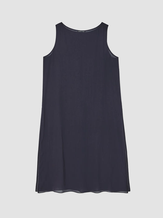Sheer Silk Georgette Bateau Neck Top