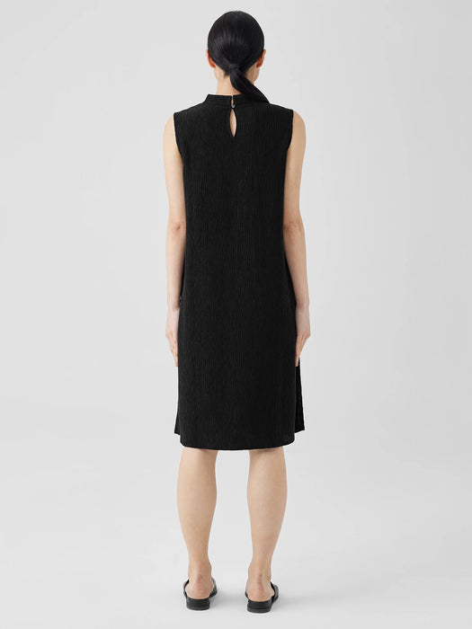 Woven Pliss&eacute; Mock Neck Dress