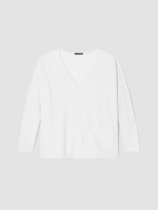 Organic Linen Cotton Slub V-Neck Top