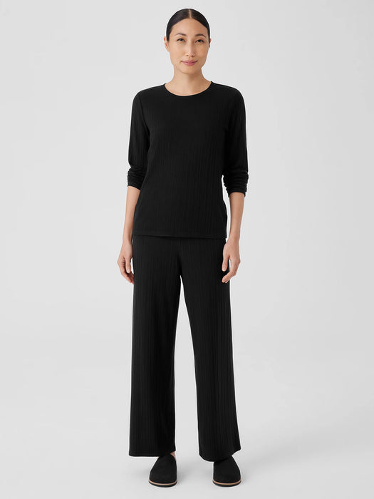 Variegated Rib Knit Crew Neck Top