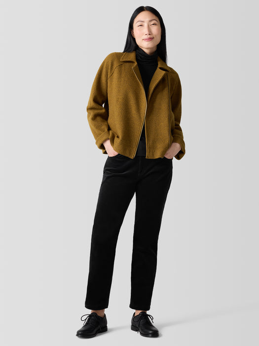 Lightweight Boiled Wool Motorcycle Jacket in Regenerative Wool