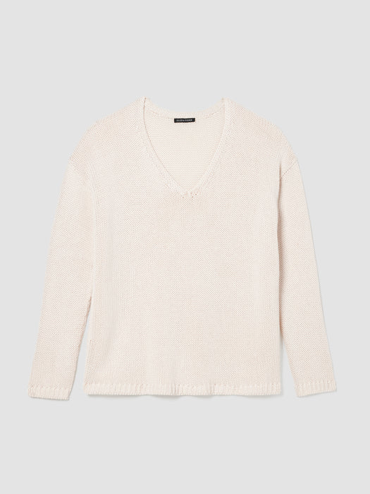 Peruvian Organic Cotton Cord Jersey V-Neck Top