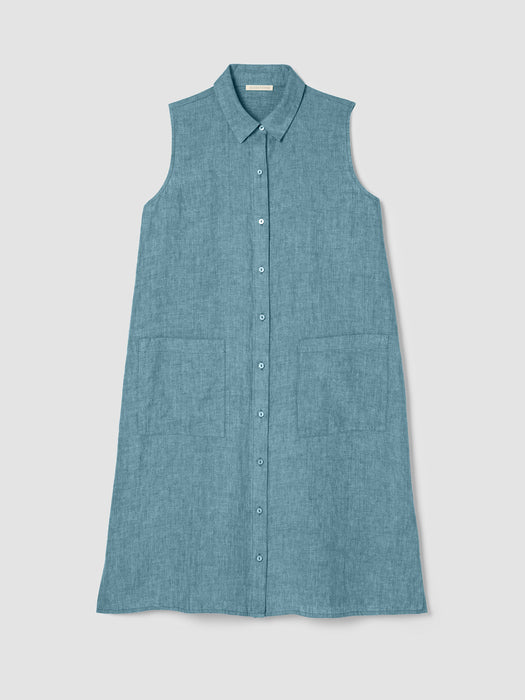 Washed Organic Linen D&eacute;lav&eacute; Sleeveless Shirtdress
