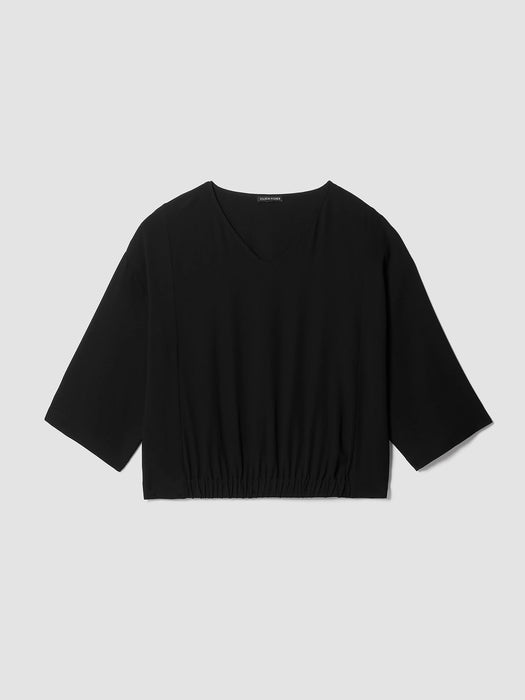 Silk Georgette Crepe V-Neck Top