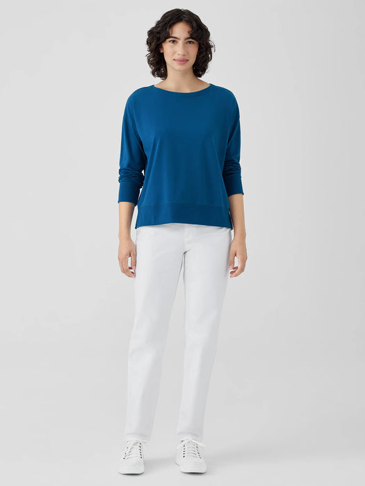 Pima Cotton Stretch Jersey Bateau Neck Top