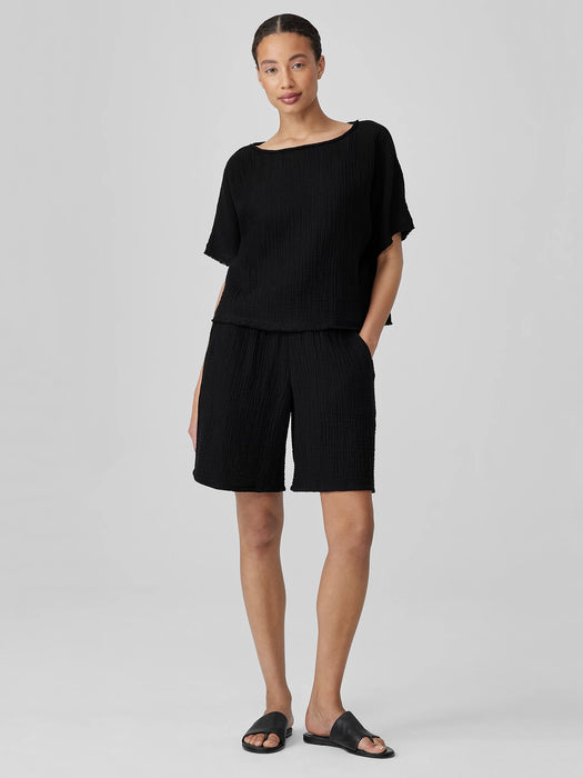 Organic Cotton Lofty Gauze Bateau Neck Top
