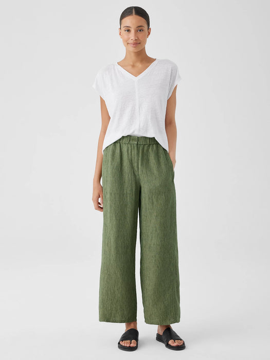 Washed Organic Linen D&eacute;lav&eacute; Wide Trouser Pant
