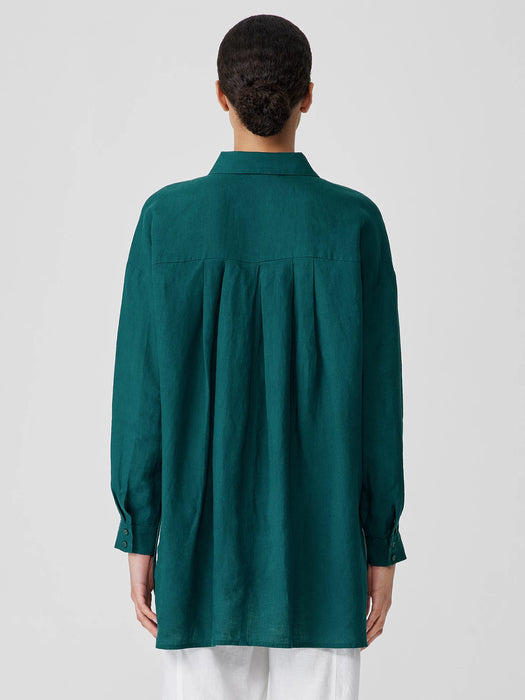 Organic Handkerchief Linen Classic Collar Long Shirt