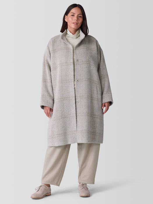 Luxe Alpaca Windowpane Stand Collar Coat