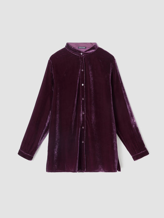 Velvet Band&nbsp;Collar Long Shirt