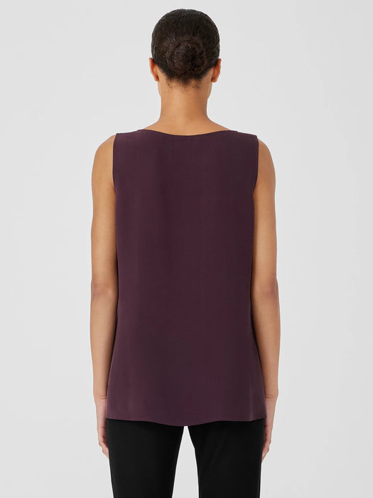 Silk Georgette Crepe&nbsp;Ballet Neck Long Tank