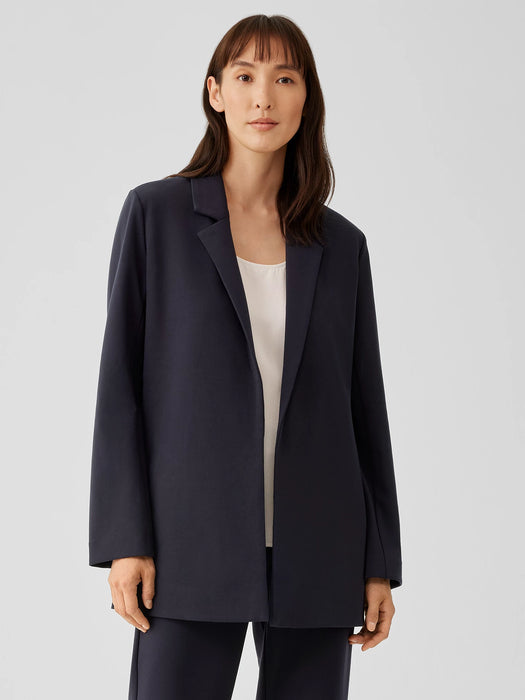 Washable Flex Ponte Notch Collar Long Blazer