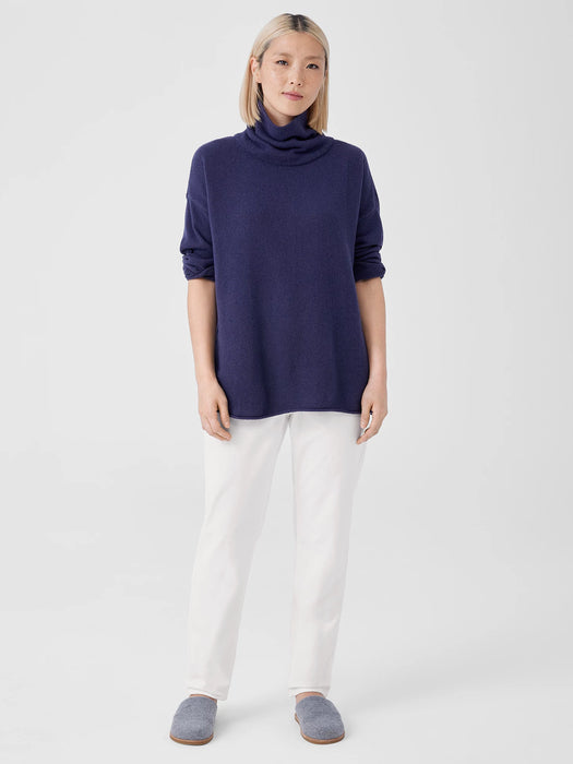 Cotton and Recycled Cashmere Turtleneck Long Top