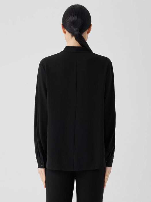 Silk Georgette Crepe V-Neck Top