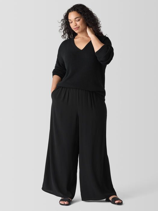 Silk Georgette Crepe Wide-Leg Pant