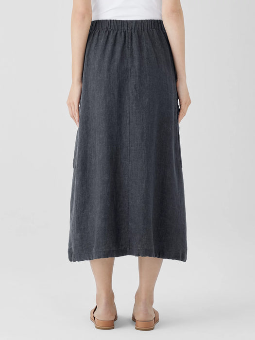Washed Organic Linen D&eacute;lav&eacute; Cargo Skirt