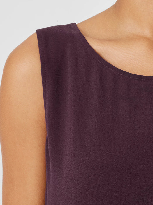 Silk Georgette Crepe&nbsp;Ballet Neck Long Tank