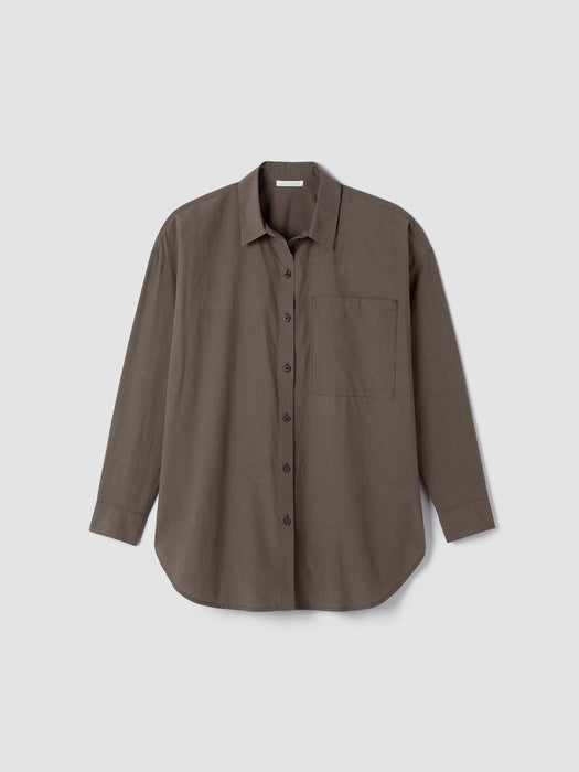 Washed Organic Cotton Poplin Classic Collar Long Shirt