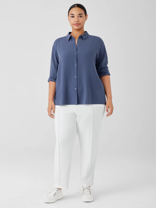 Silk Georgette Crepe Classic Collar Shirt
