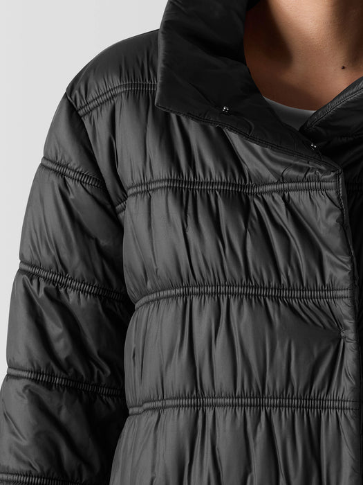 Eggshell Recycled Nylon Stand Collar Coat