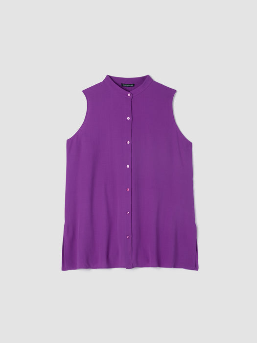 Silk Georgette Crepe Sleeveless Shirt