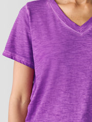 Organic Cotton Hazy Slub V-Neck Tee