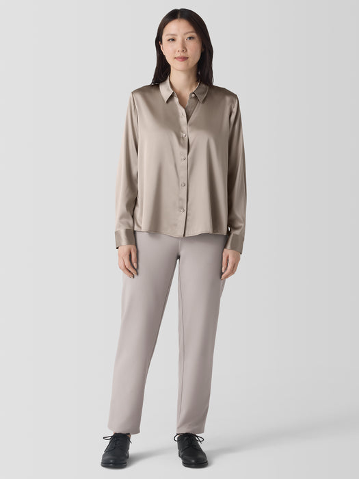 Stretch Silk Charmeuse&nbsp;Classic Collar Shirt