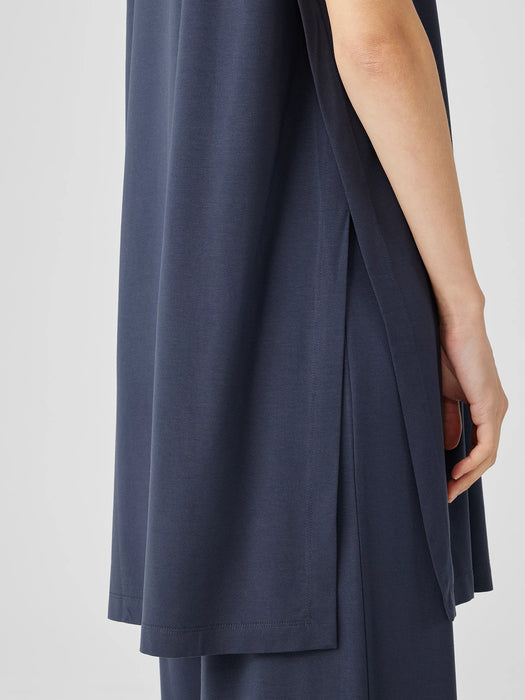 Stretch Jersey Knit Mock Neck Long Tank