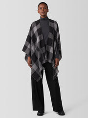 Reversible Wool Check Poncho